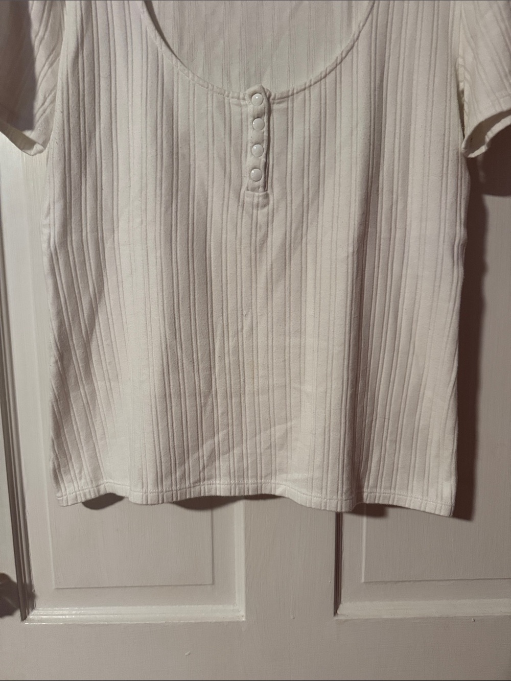 Sezane Mao Ecru White Ribbed T-shirt Size Medium - Picture 5 of 10